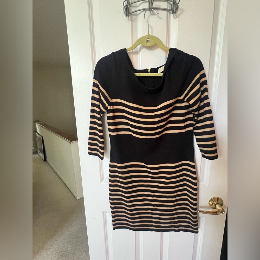 Michael Kors Black and Tan Long Sleeve Dress